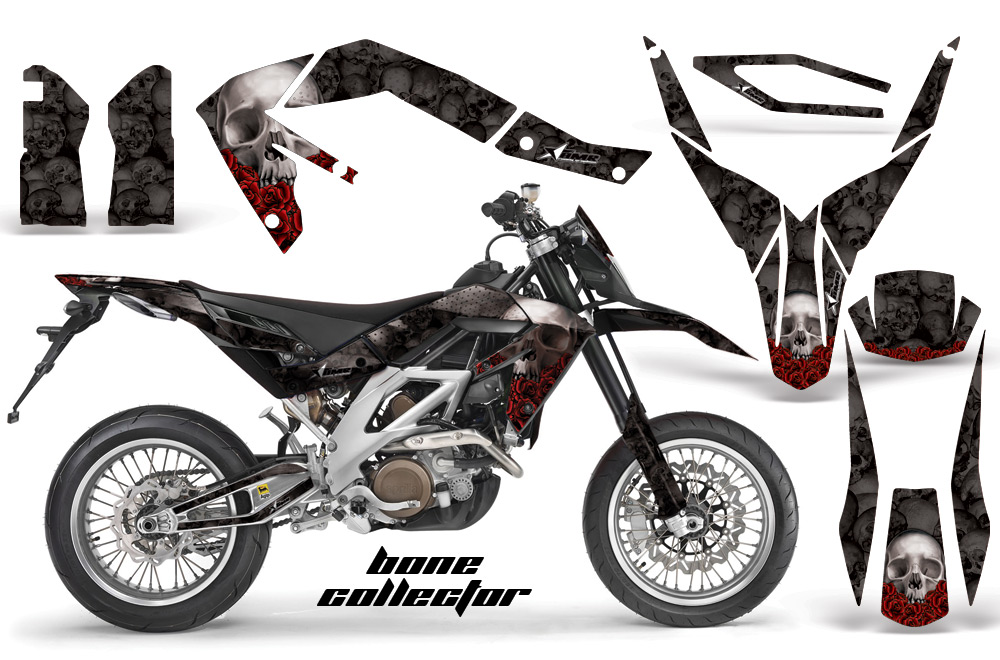 Aprilia SXV450 08 Graphics Kit BoneCollector Black
